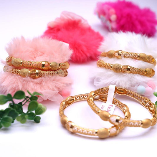 4 Pcs Modern Design Gold Plated Kara Bangle