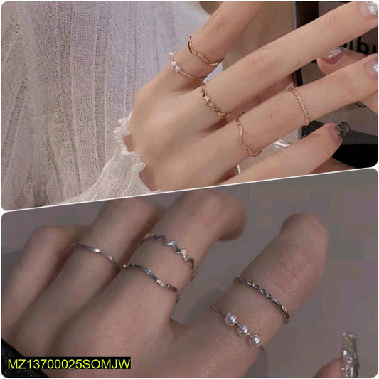 10 Pcs Alloy Silver And Gold Plated Plain Rings Set