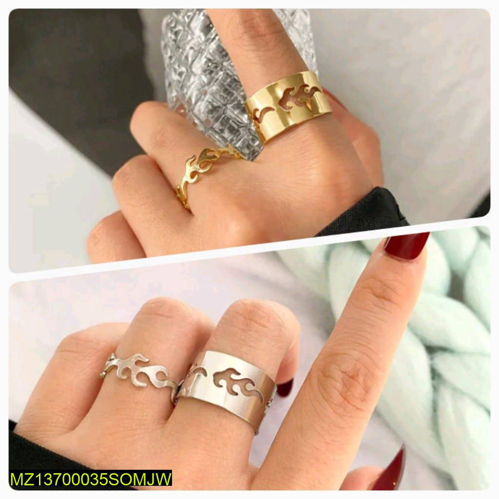 4 Pcs Trendy Fire Shape Rings Set
