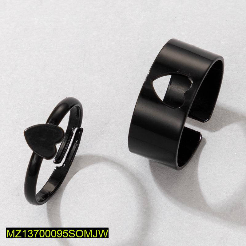 2 Pcs Trendy Couple Heart Rings