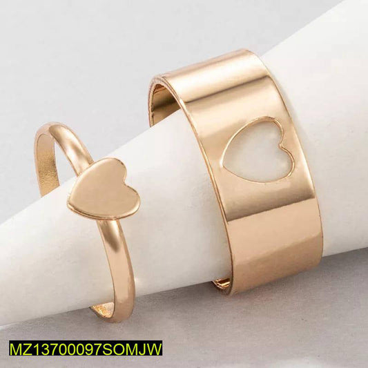 2 Pcs Trendy Couple Heart Rings
