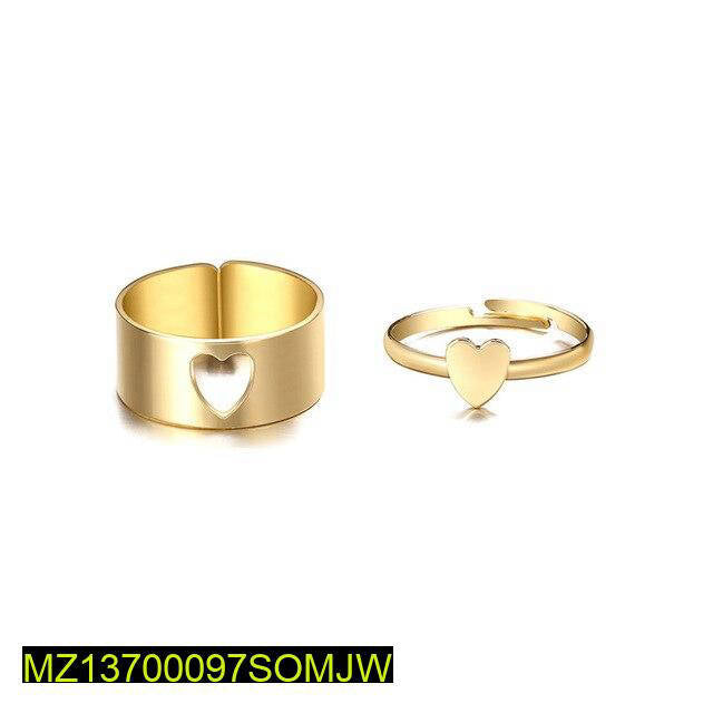 2 Pcs Trendy Couple Heart Rings