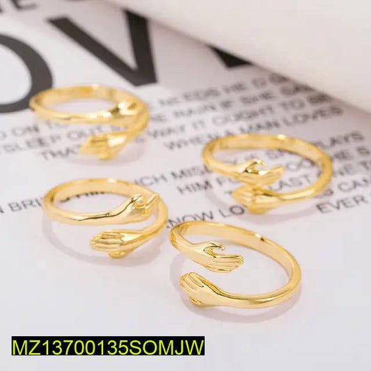 4 Pcs Golden Hug Rings Set For Couples