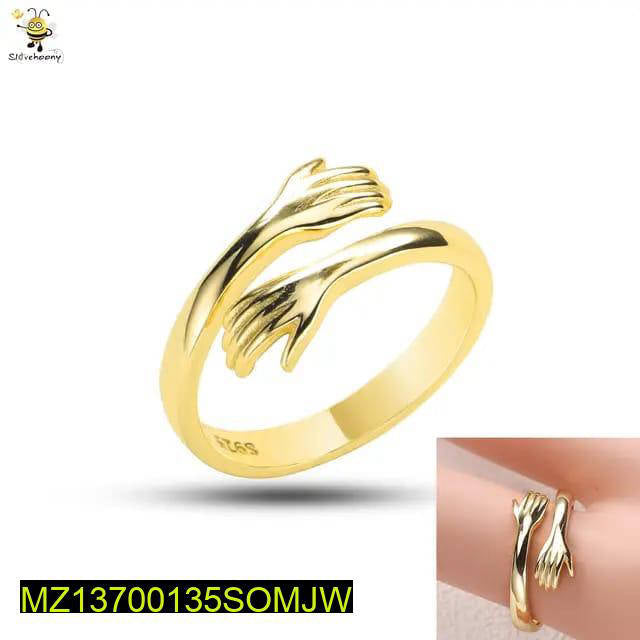 4 Pcs Golden Hug Rings Set For Couples