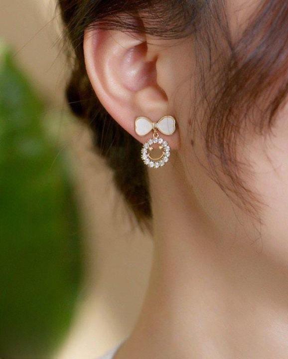 Smiley Face Zircon Korean Earrings