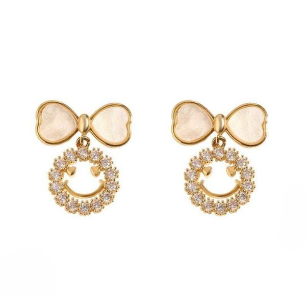 Smiley Face Zircon Korean Earrings