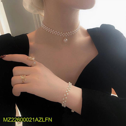 1 Pc Resin Elegant Pearl Stones Choker