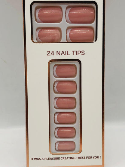 24 Pcs Fancy Nails - Pink