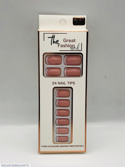 24 Pcs Fancy Nails - Pink