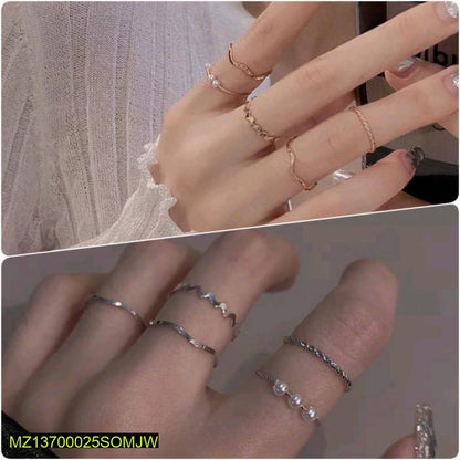 10 Pcs Alloy Silver And Gold Plated Plain Rings Set