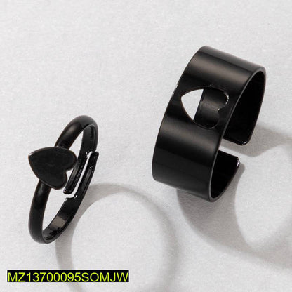 2 Pcs Trendy Couple Heart Rings
