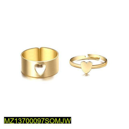 2 Pcs Trendy Couple Heart Rings