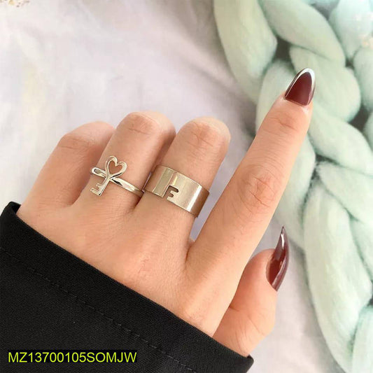 2 Pcs Trendy Lock And Key Rings