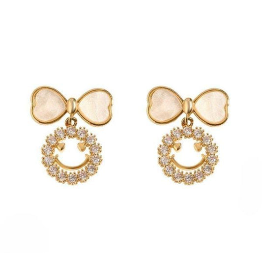 Smiley Face Zircon Korean Earrings