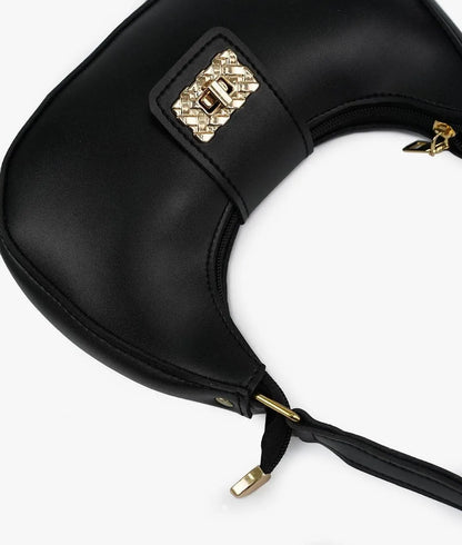 Girl's PU Leather Plain Shoulder Bag Moon shape bag