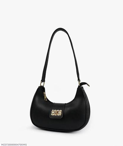 Girl's PU Leather Plain Shoulder Bag Moon shape bag