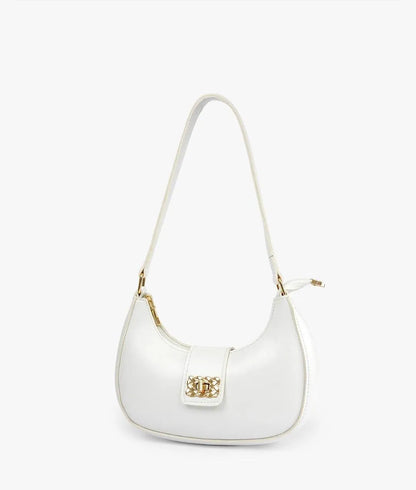 Girl's PU Leather Plain Shoulder Bag Moon shape bag
