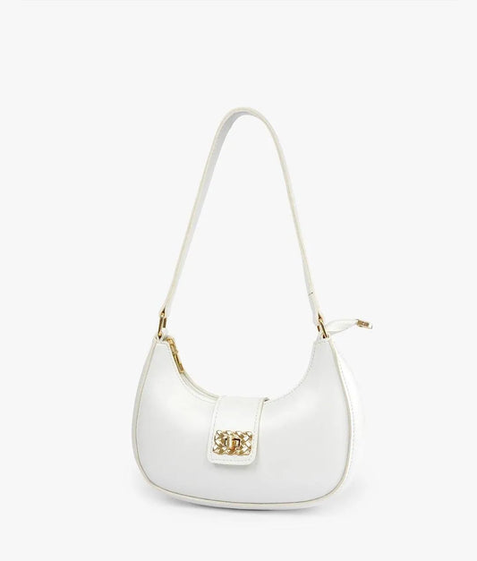 Girl's PU Leather Plain Shoulder Bag Moon shape bag