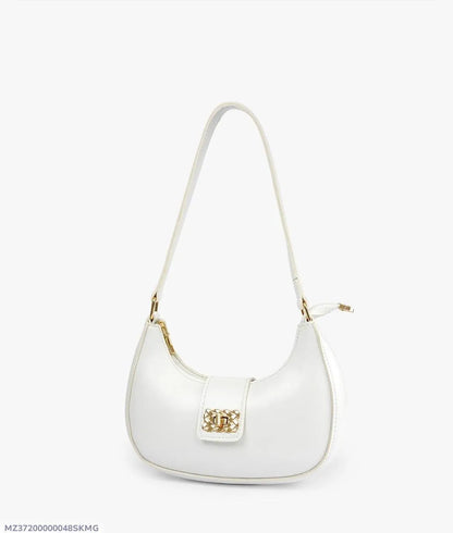 Girl's PU Leather Plain Shoulder Bag Moon shape bag