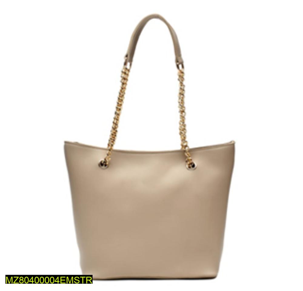 Women's PU Leather Plain Tote Handbag